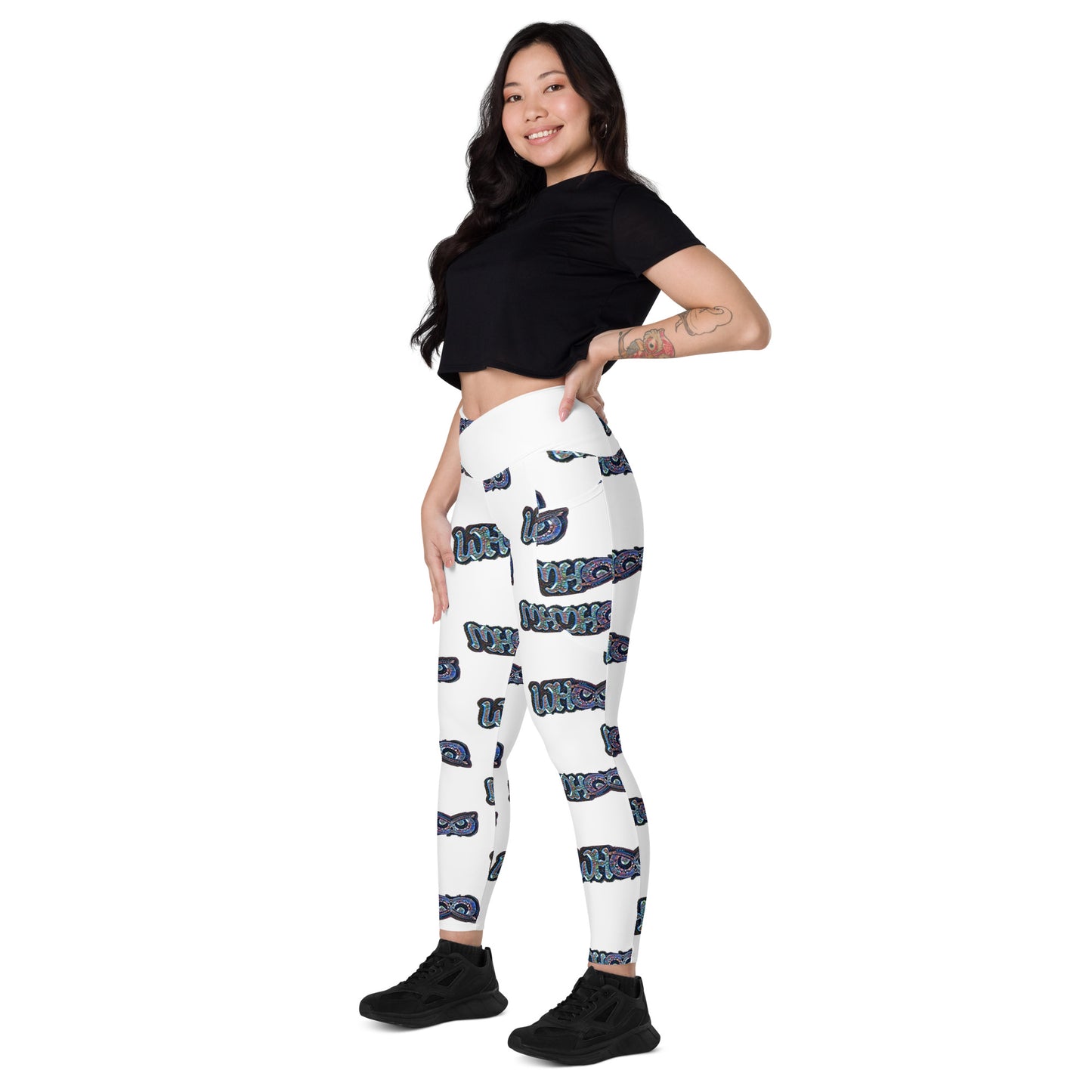 Crossover leggings with pockets Blue glass Whoo