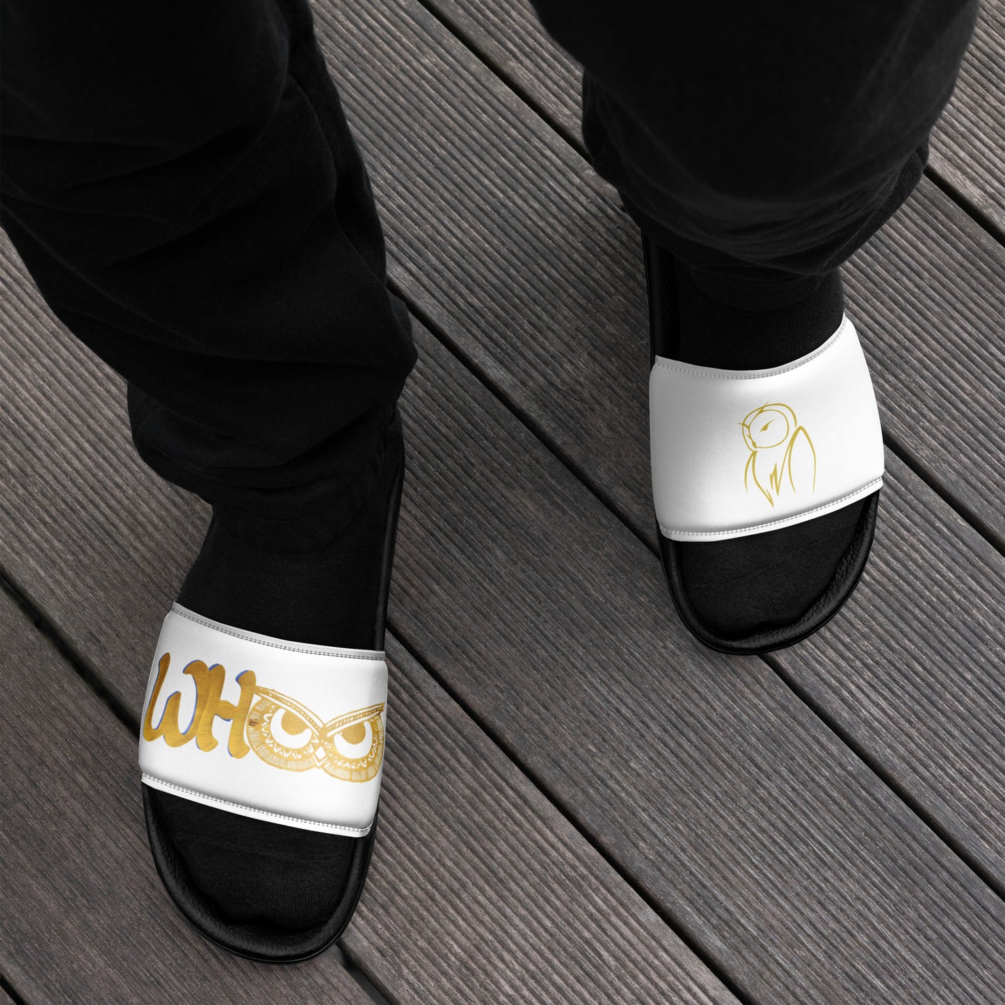 Men’s slides WHOO gold