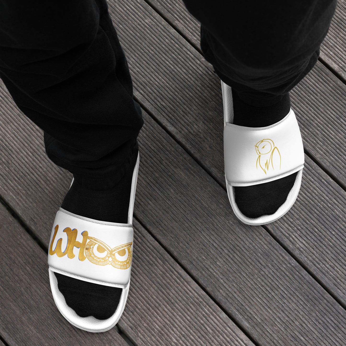 Men’s slides WHOO gold