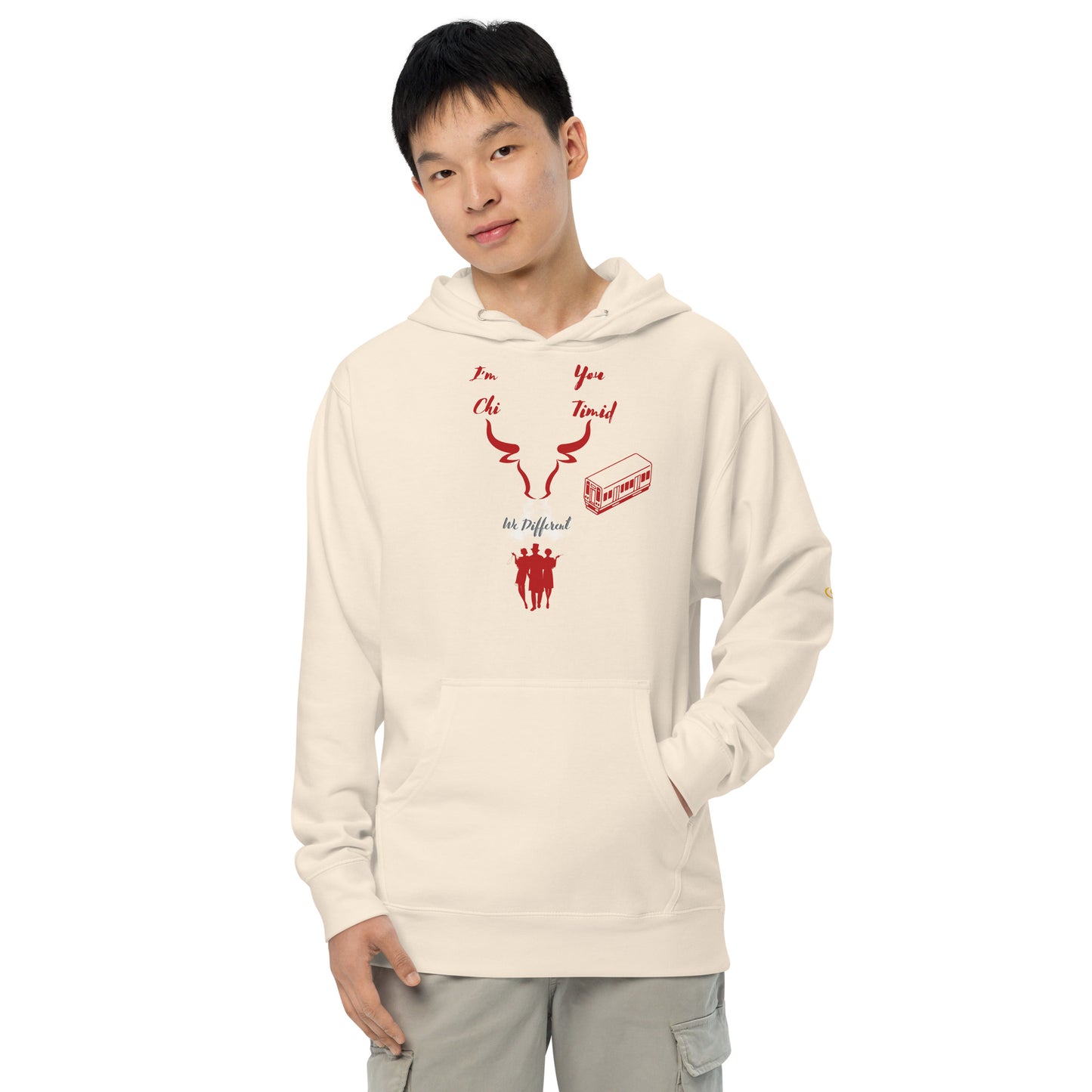 Unisex midweight hoodie Chi dark red