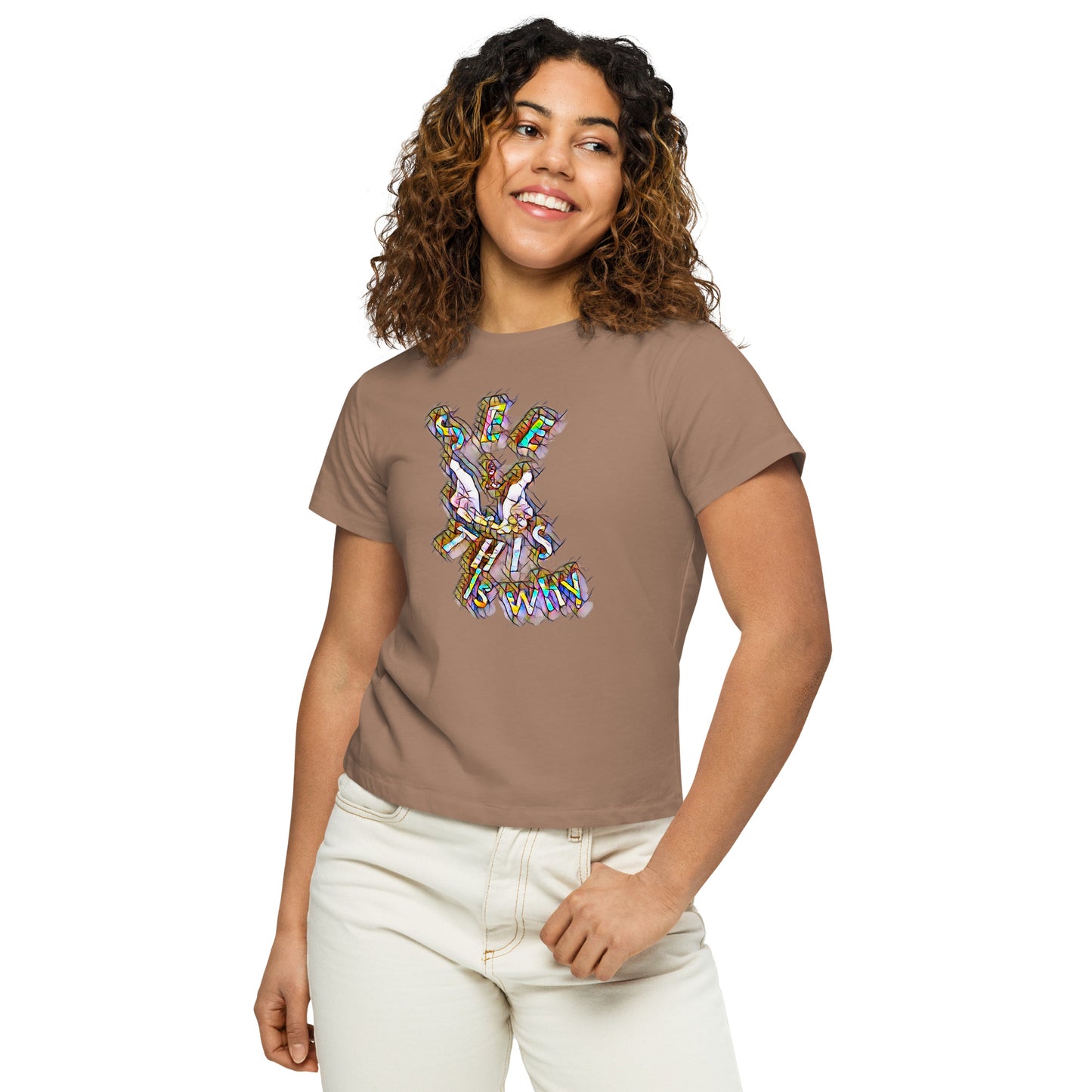 Women’s high-waisted t-shirt This is why prism