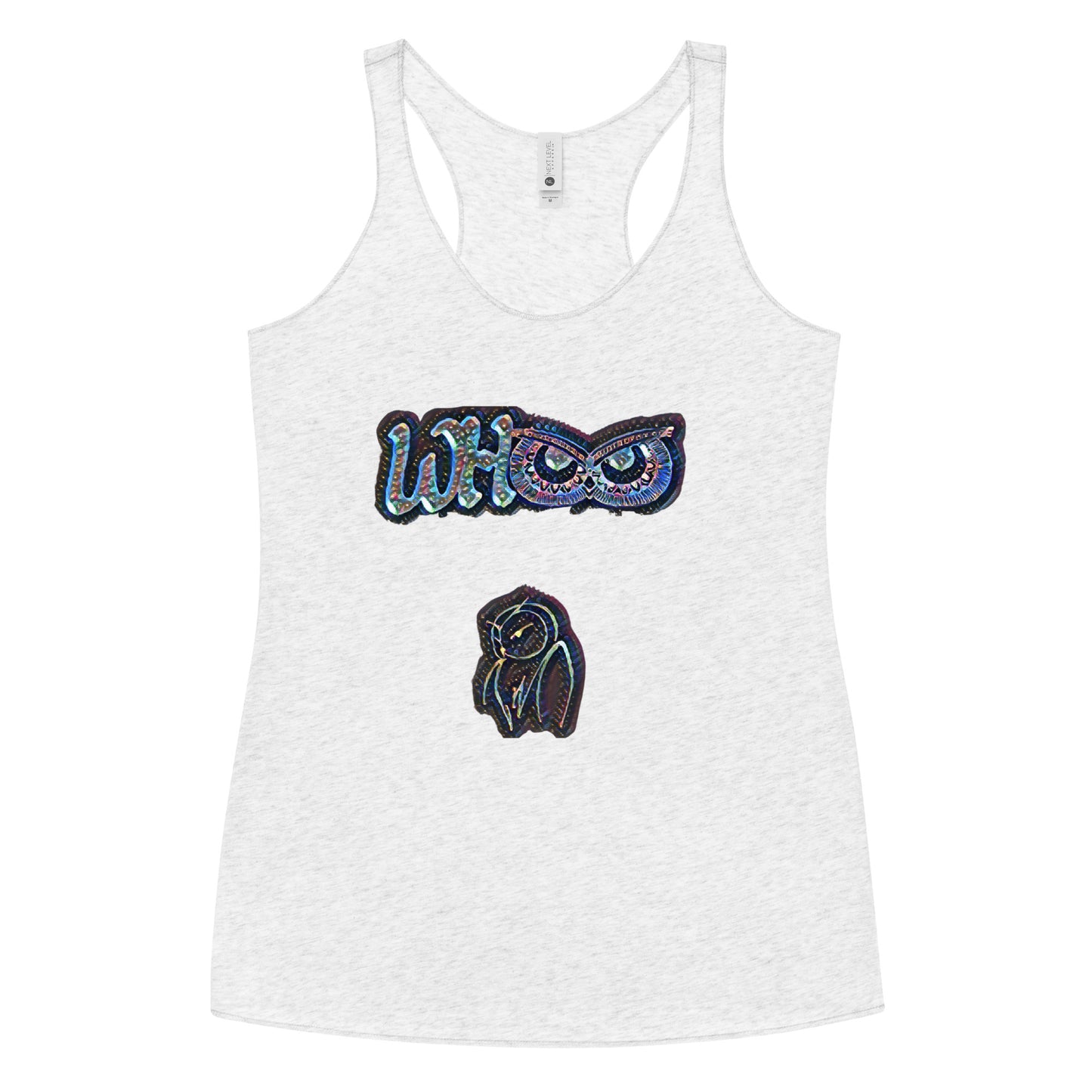 Women's Racerback Tank WHOO blue glass
