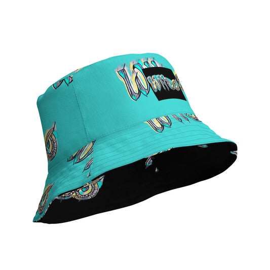 Reversible bucket hat Blue Glow Chrome black/blue