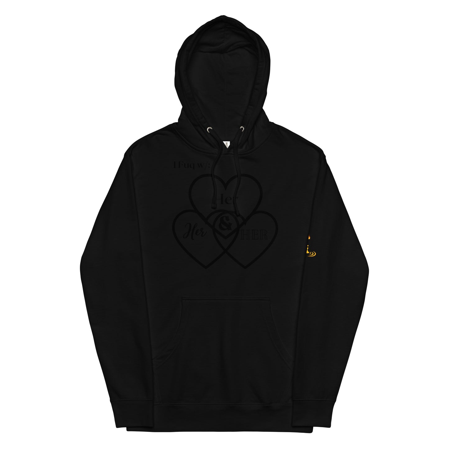 Unisex midweight hoodie Her hearts blk