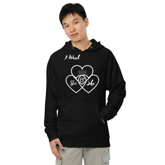 Unisex midweight hoodie I heart she alternative