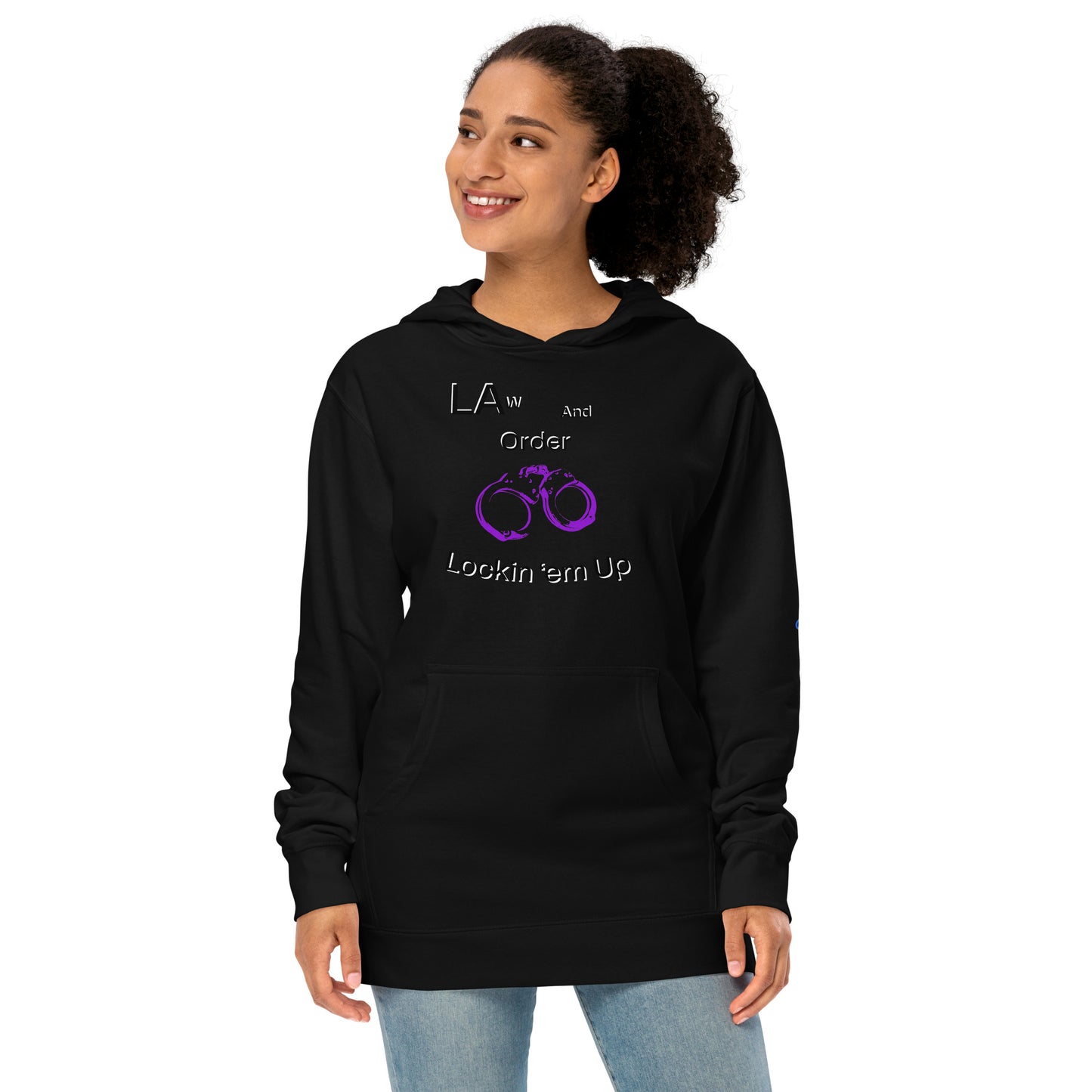 Unisex midweight hoodie law and order affirmative purple cuffs