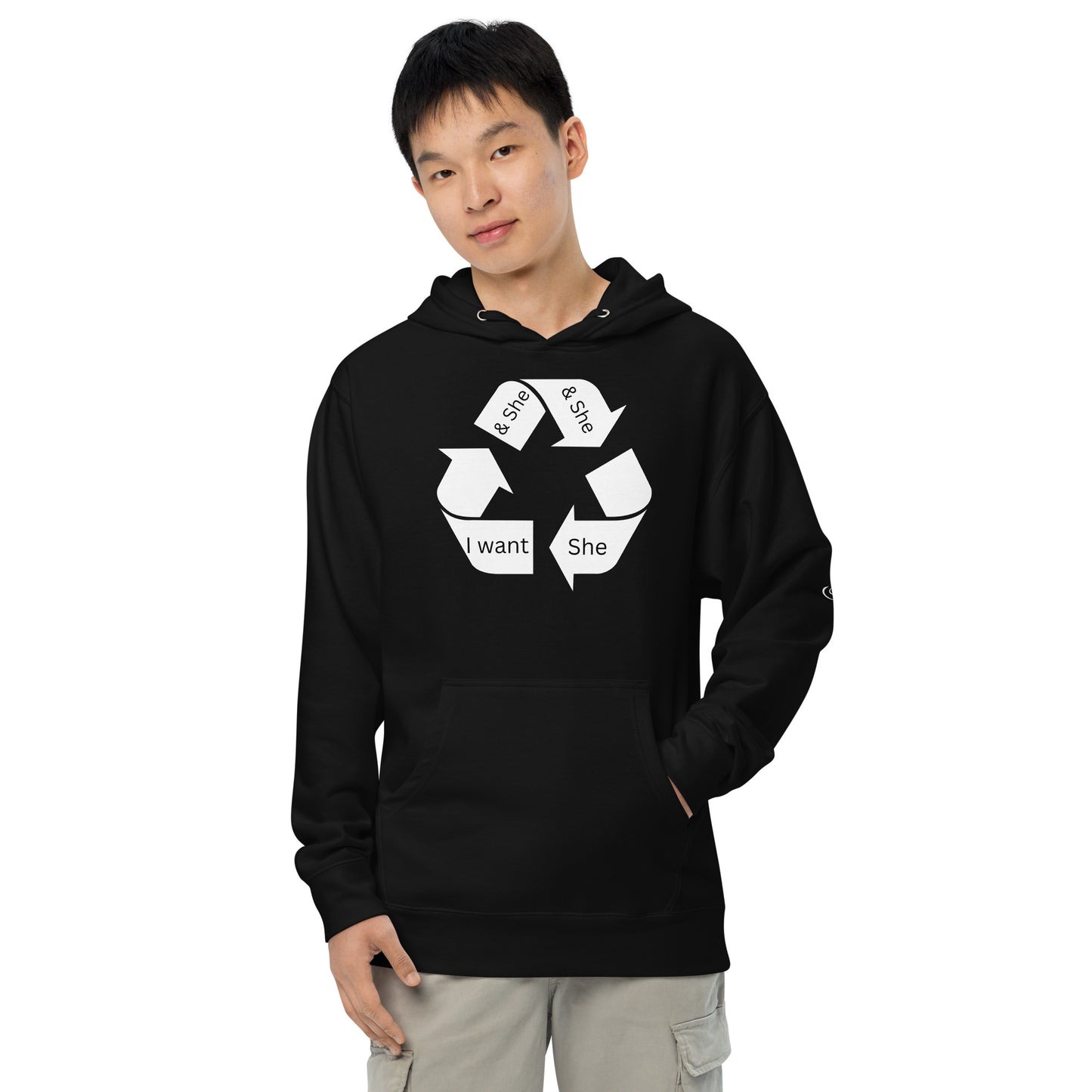 Unisex midweight hoodie recycle she affirmative