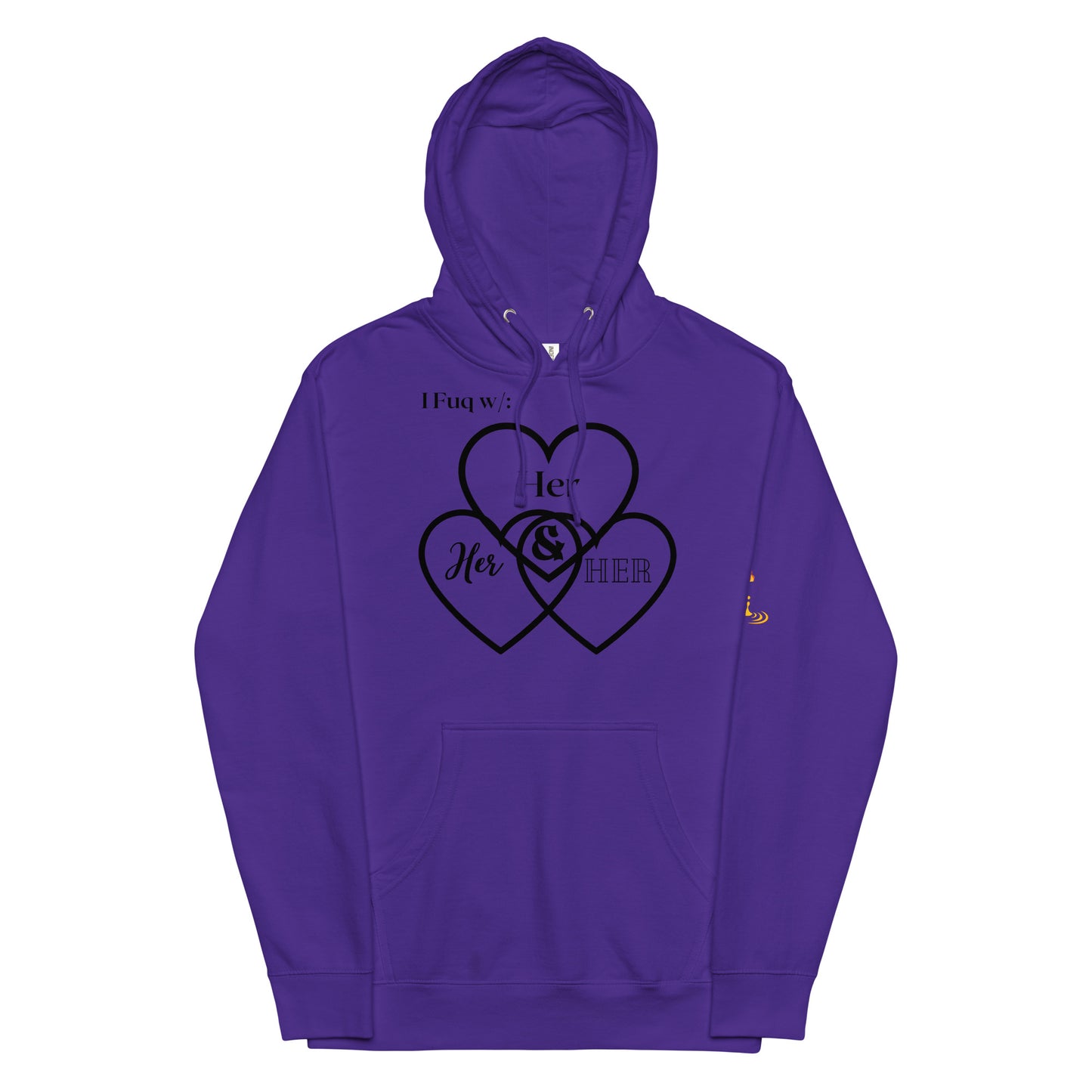 Unisex midweight hoodie Her hearts blk