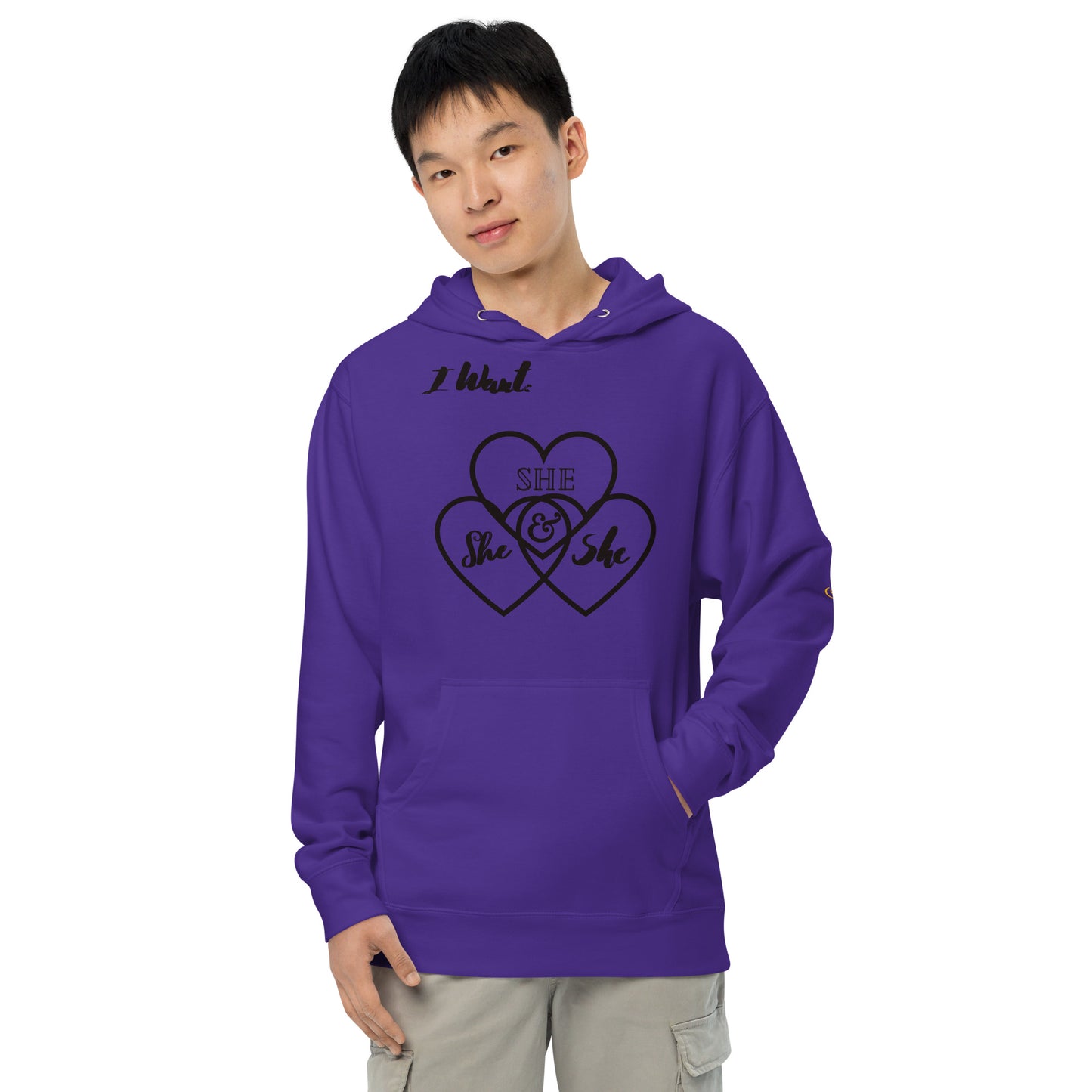 Unisex midweight hoodie want she hearts