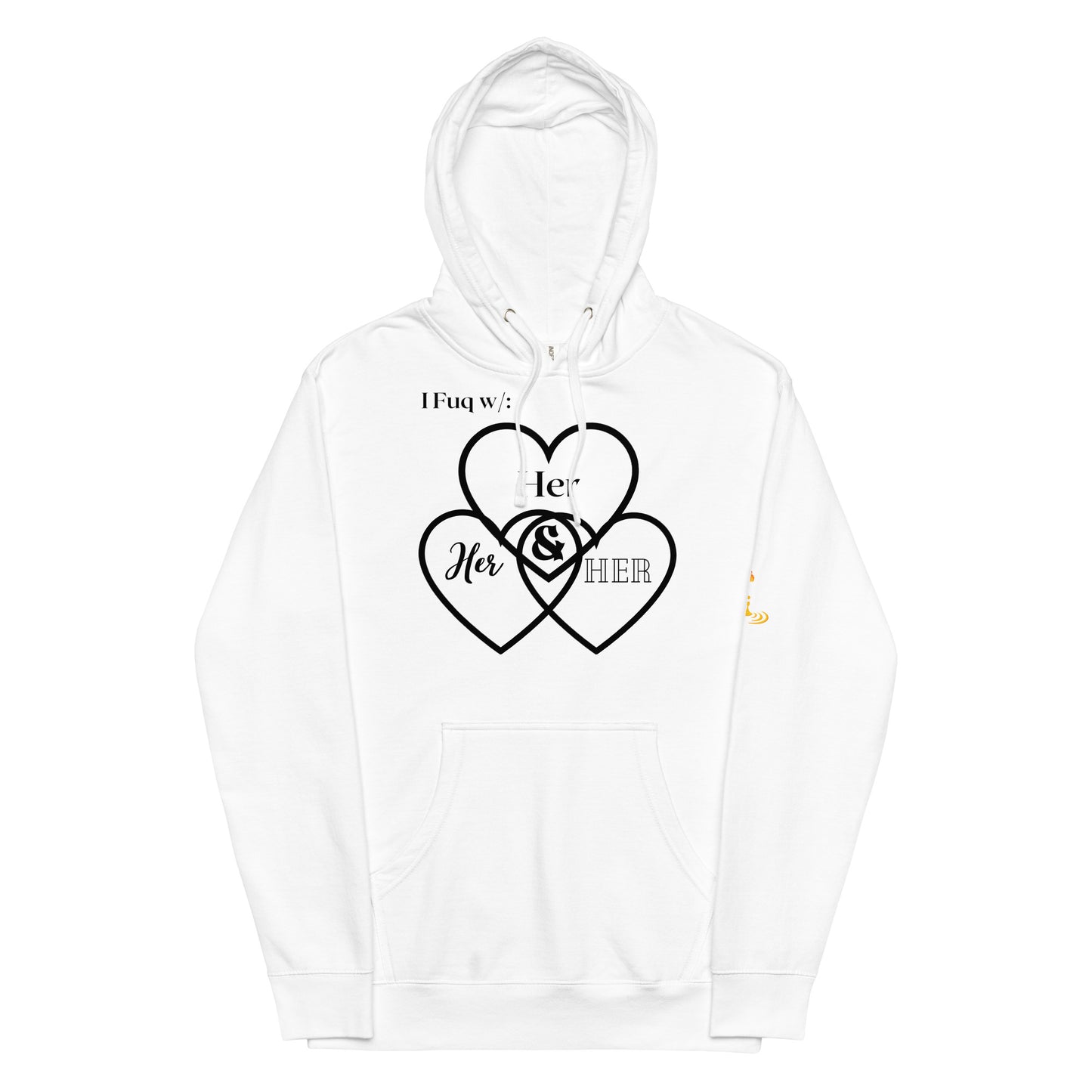 Unisex midweight hoodie Her hearts blk