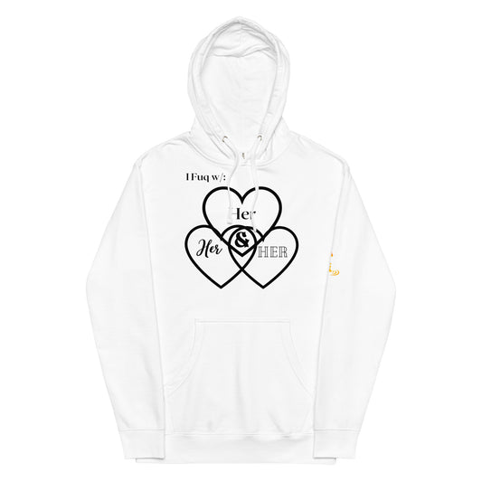 Unisex midweight hoodie Her hearts blk