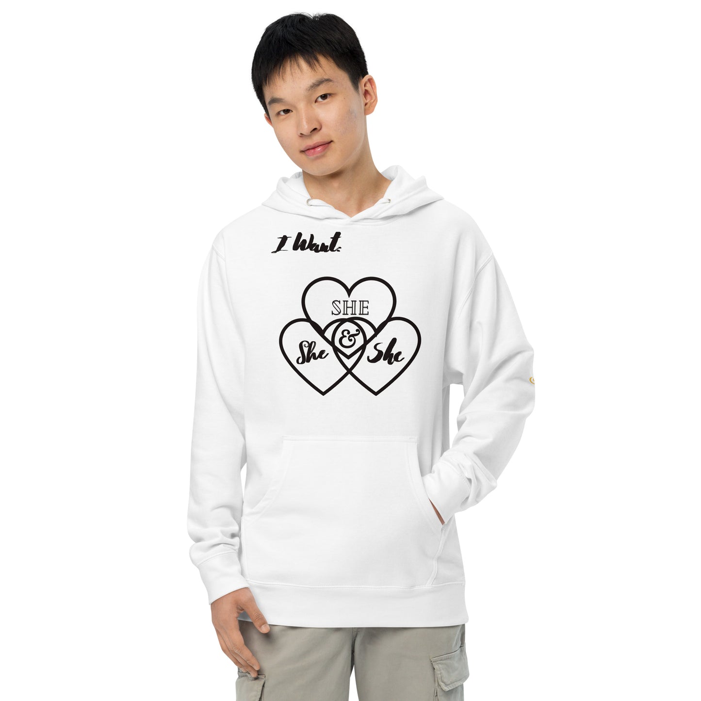 Unisex midweight hoodie want she hearts