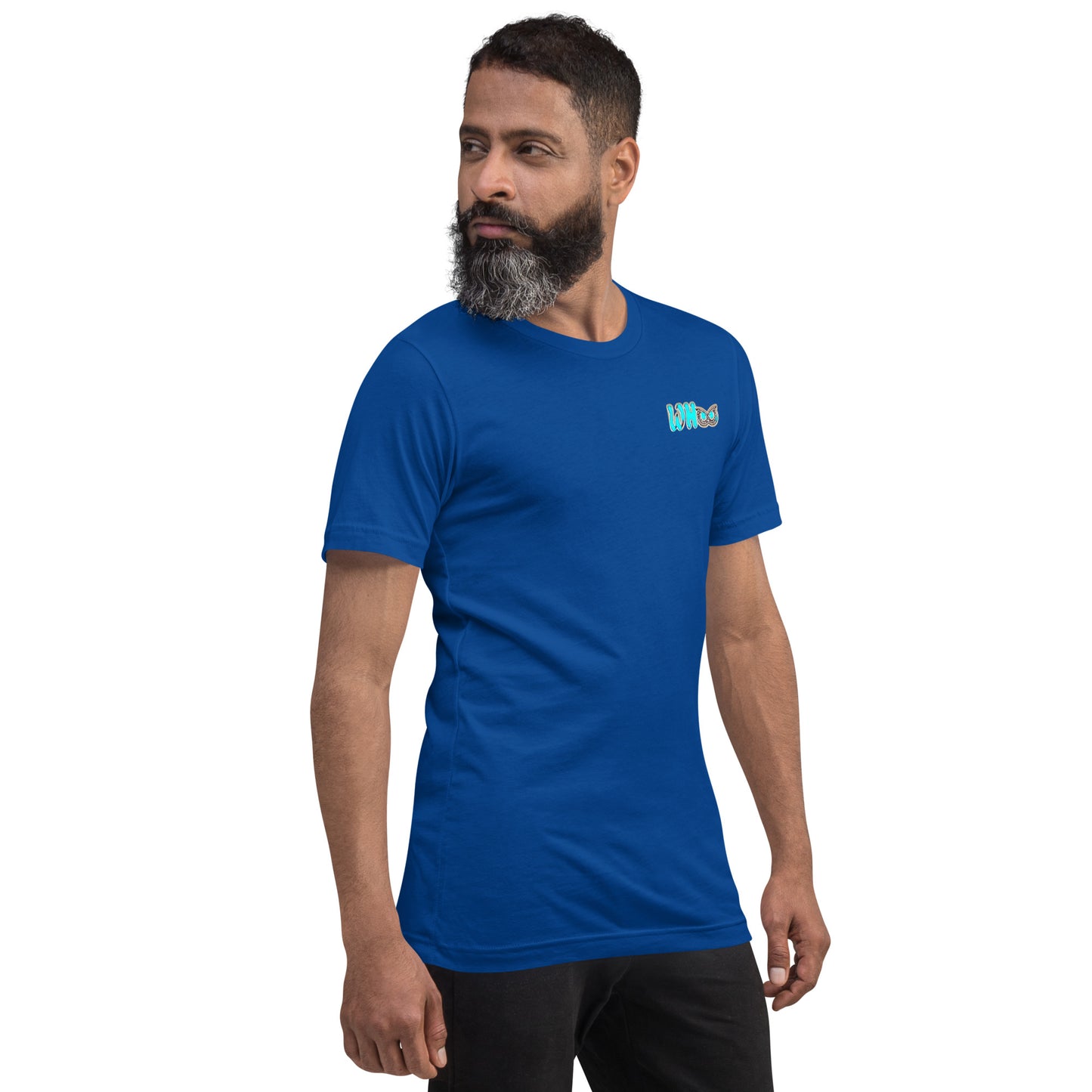 Unisex t-shirt Blue Glow WHoo corner pocket