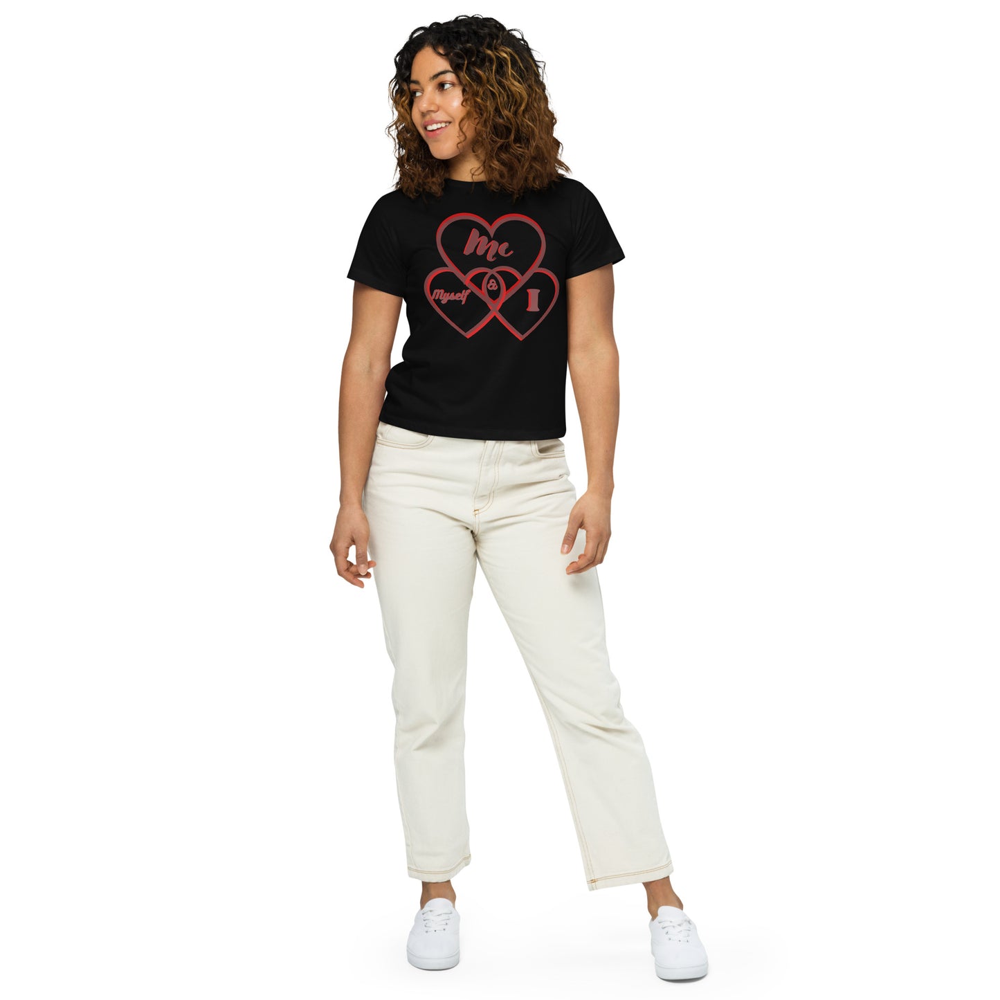 Women’s high-waisted t-shirt Me Myself and I