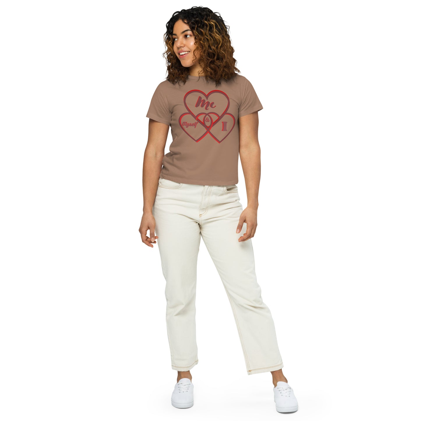 Women’s high-waisted t-shirt Me Myself and I