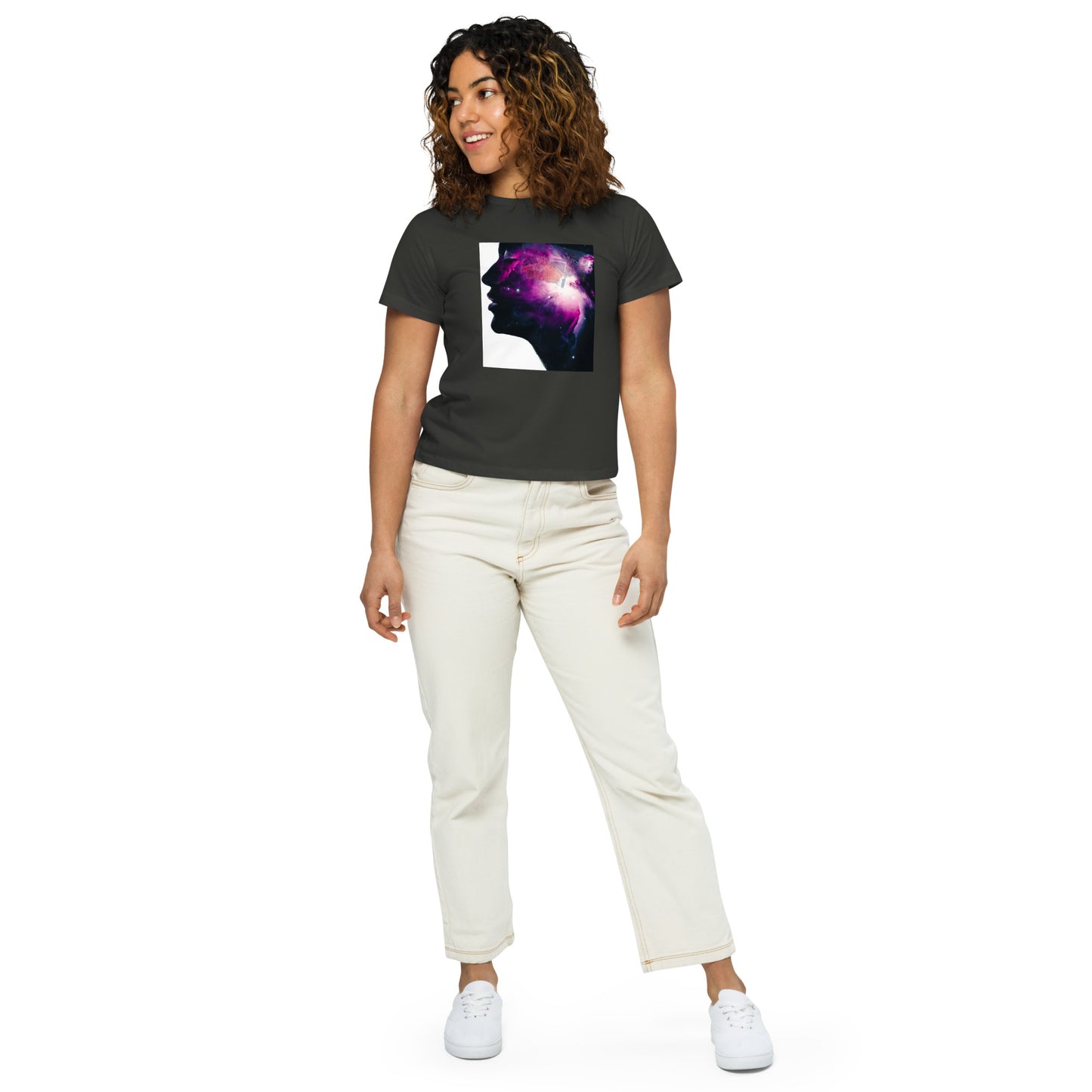 Women’s high-waisted t-shirt Just thoughts