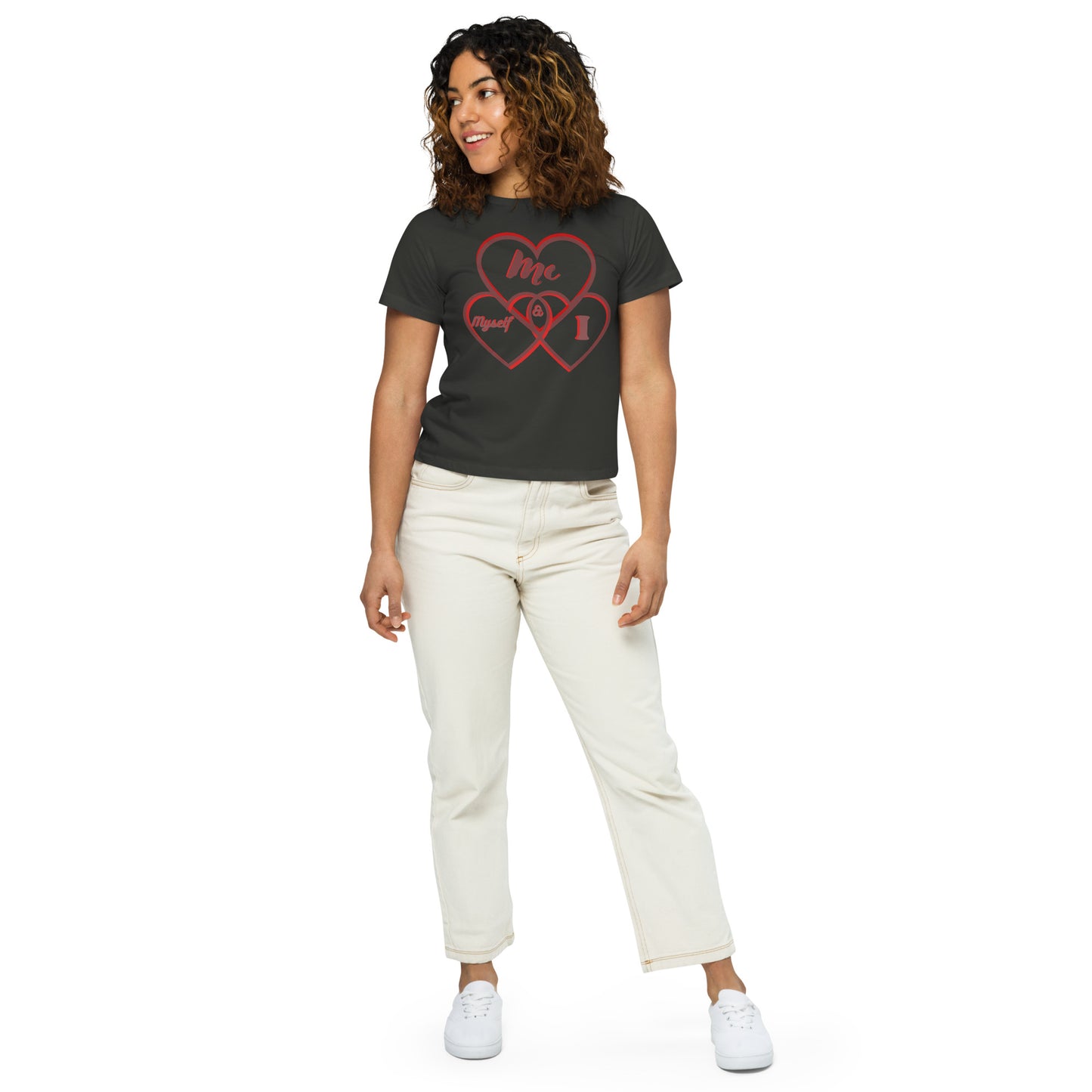 Women’s high-waisted t-shirt Me Myself and I